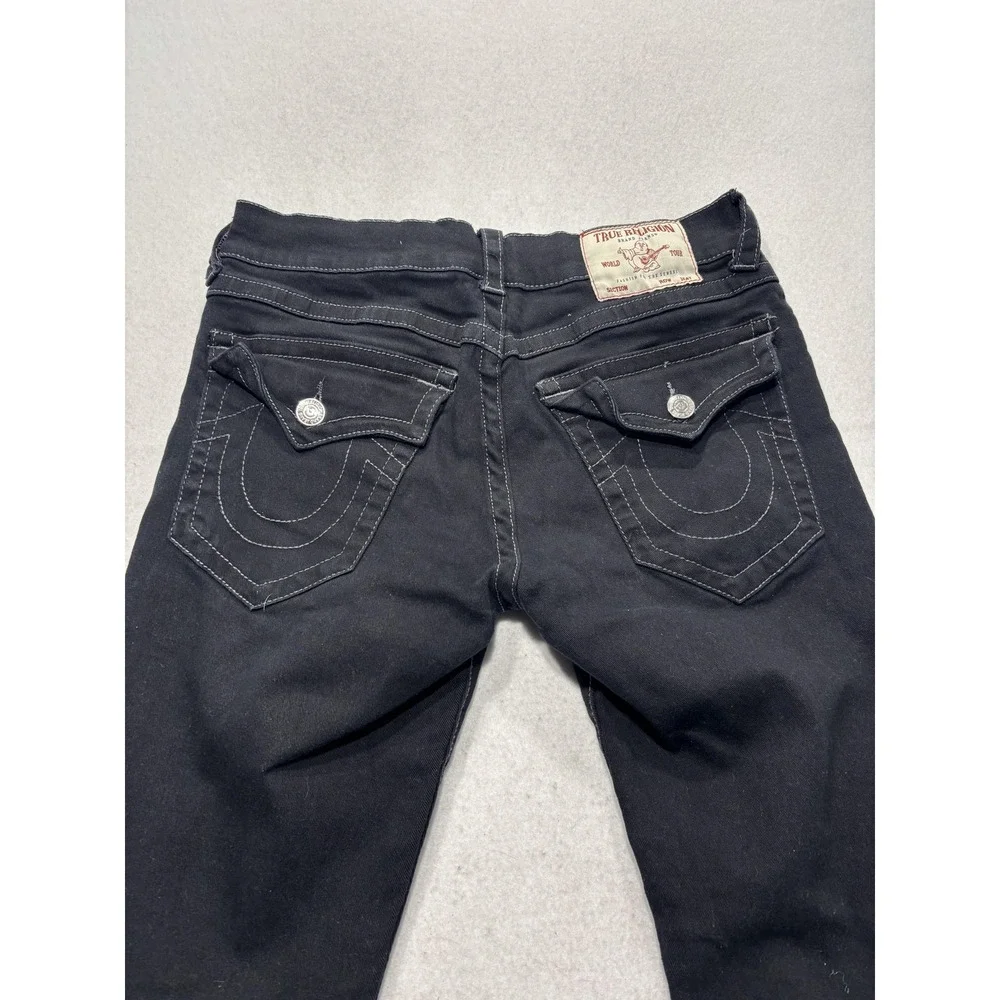True Religion Ricky Relaxed Straight Jeans Mens 32x32 Black Dark Wash Stretch